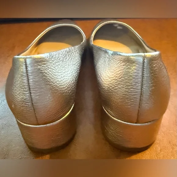 Dune London Bracket Gold Leather Block Heel Pumps 39 US 8.5 Wide - Picture 6 of 12